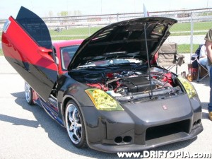 A widebody 350z with suicide doors and extensive body work.