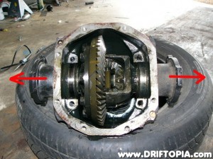Tap the ouput shaft flanges out of the housing.