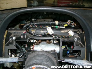 The gauge cluster removed from the dash.