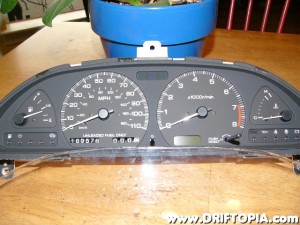 Gauge cluster with the clear cover removed.