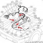This diagram highlights the plugs that need to be moved.  They are F14, F19, F23 and F24 on page 868 of the FSM.