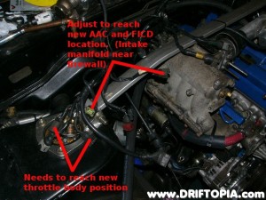 Locate the indicated plugs and then carefully strip the wrap on the wiring harness.