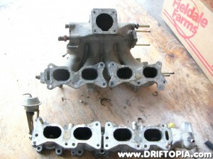 The CA16DE intake manifold with the AAC/IAA, EGR and cold start removed.