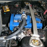 Side view of the CA18DET showing the painted charge pipe and recirculated BOV.