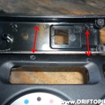 At this point, starting with a small drill bit, create mounting holes in the ScanGaugeII piece and the dash panel.  (NOTE: These holes were created through both pieces at the same time to ensure that the holes remain aligned.  The image above was taken afterwards to show how the holes should correspond.)