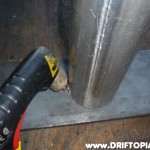 The plasma cutter will travel around the outside of the pipe's diameter to cut the circle.
