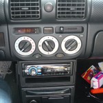 The new head unit installed.  The free space below will be used for gauge mounting.