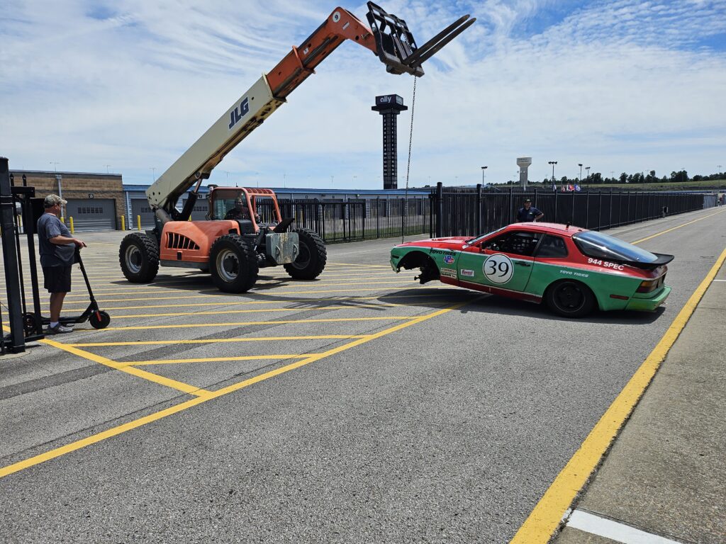 Another view of the TREC 944 Spec car damage.