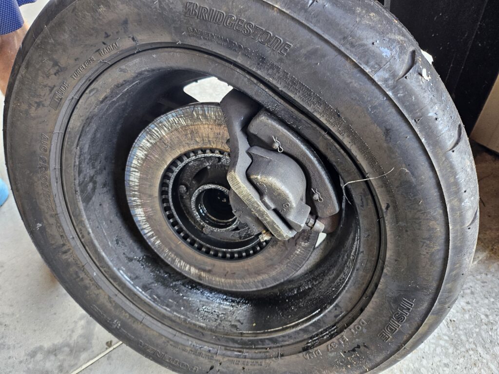 944 wheel with caliper still attached after spindle broke.