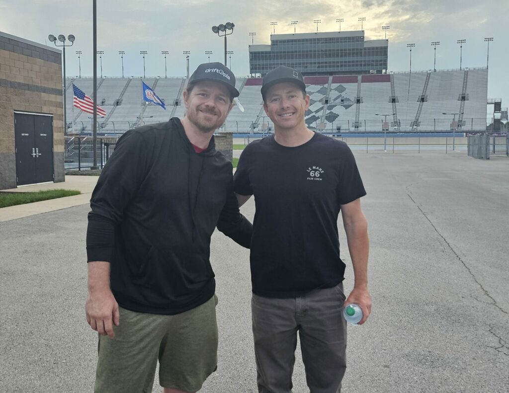 Picture of Driftopia (Chris Simmons) with Tanner Foust at Nashville Superspeedway.