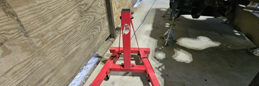 Harbor Freight engine stand being converted to a tube bender stand.