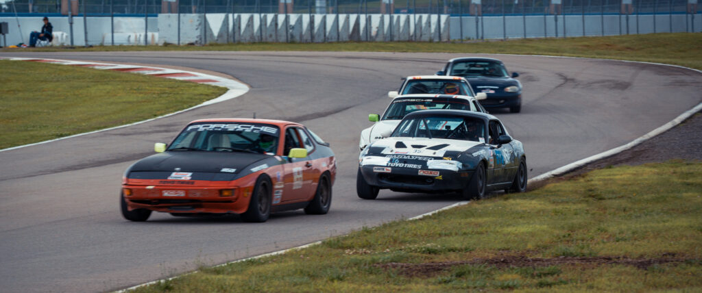 Dropping a wheel into the gravel on the outside of the bus stop at Nashville Superspeedway.