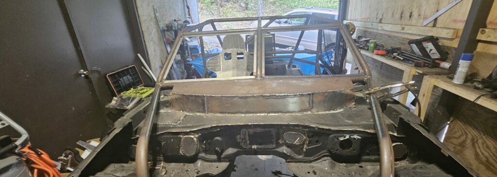 Reworking the rear upper firewall on the exo car miata.