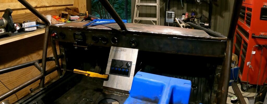 The switch panel mocked up on the ghettocet miata.