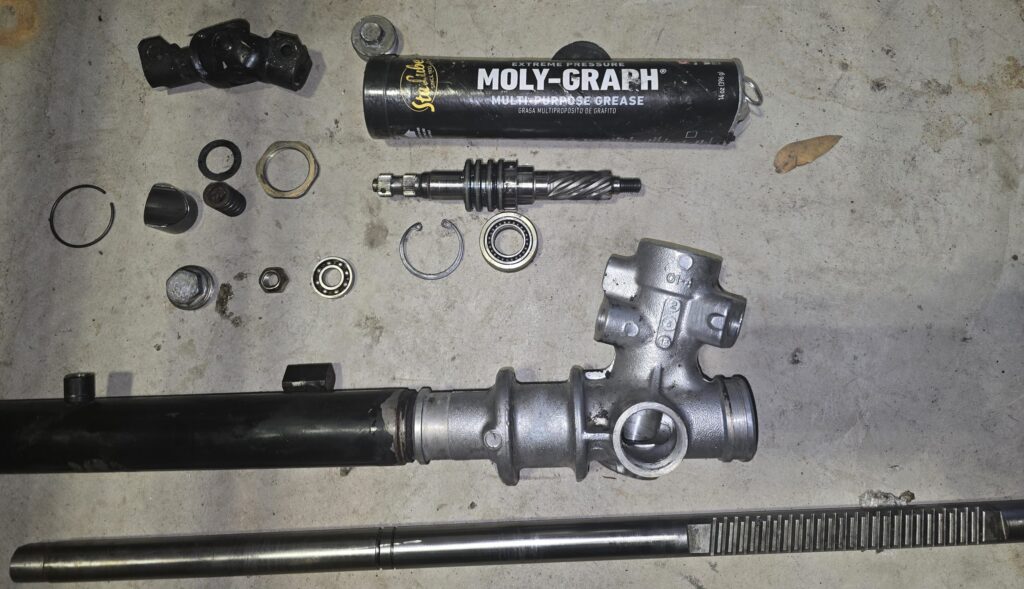 Cleaned and ready for install steering rack components.