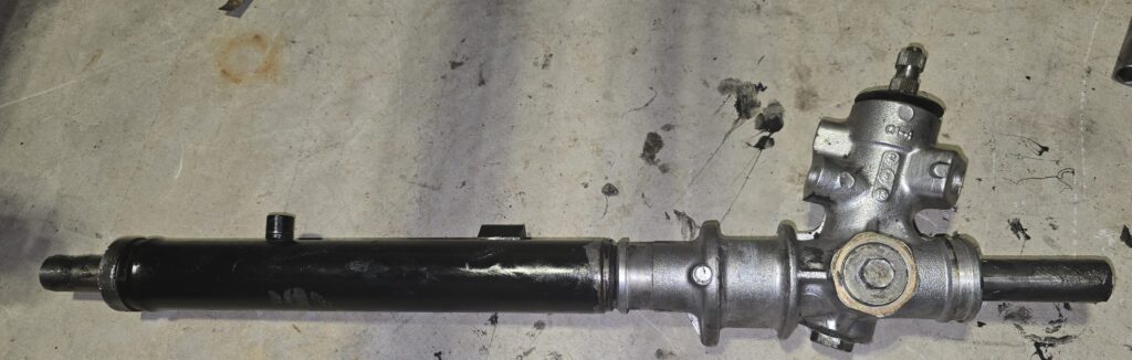 The reassmbled steering rack after the manual conversion on the na miata.