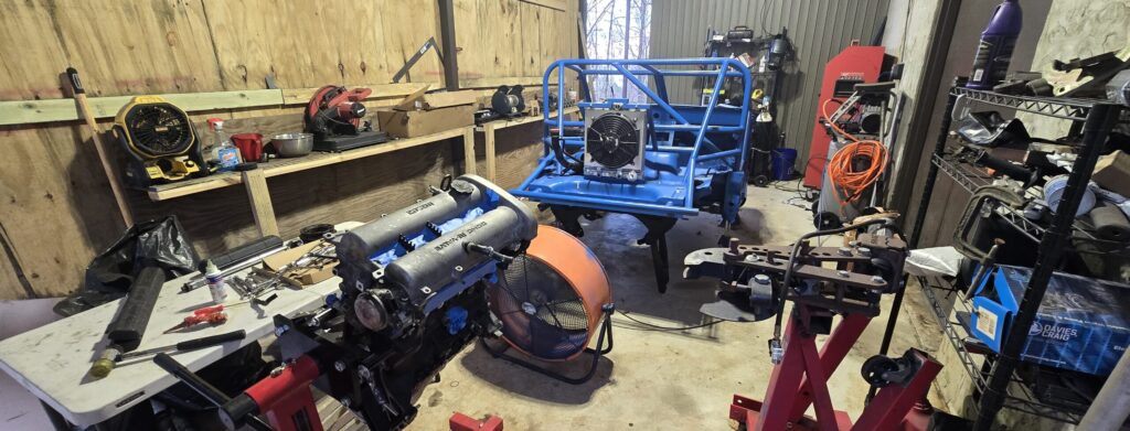 The exo car ghettocet awaiting reassembly.