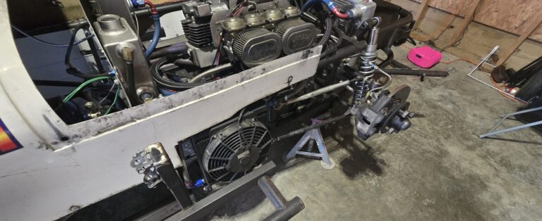 The factory oil cooler on the intake side of the Yamaha FJ1200 FJ1250 Thunder Roadster.