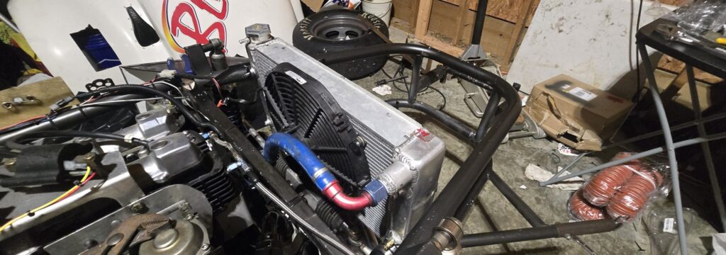 Oversized radiator fan for the oil cooler relocation on the FJ1200 FJ1250 Thunder Roadster.