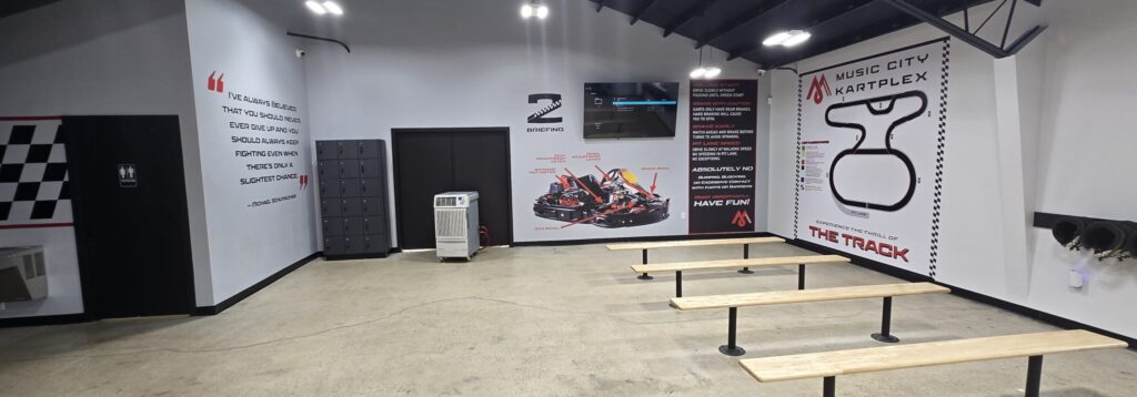 Interior of the Music City Kartplex classroom.