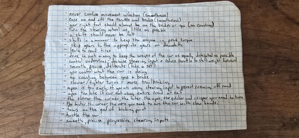 The fridge rules. A list of rules I focused on when I first returned to racing. 