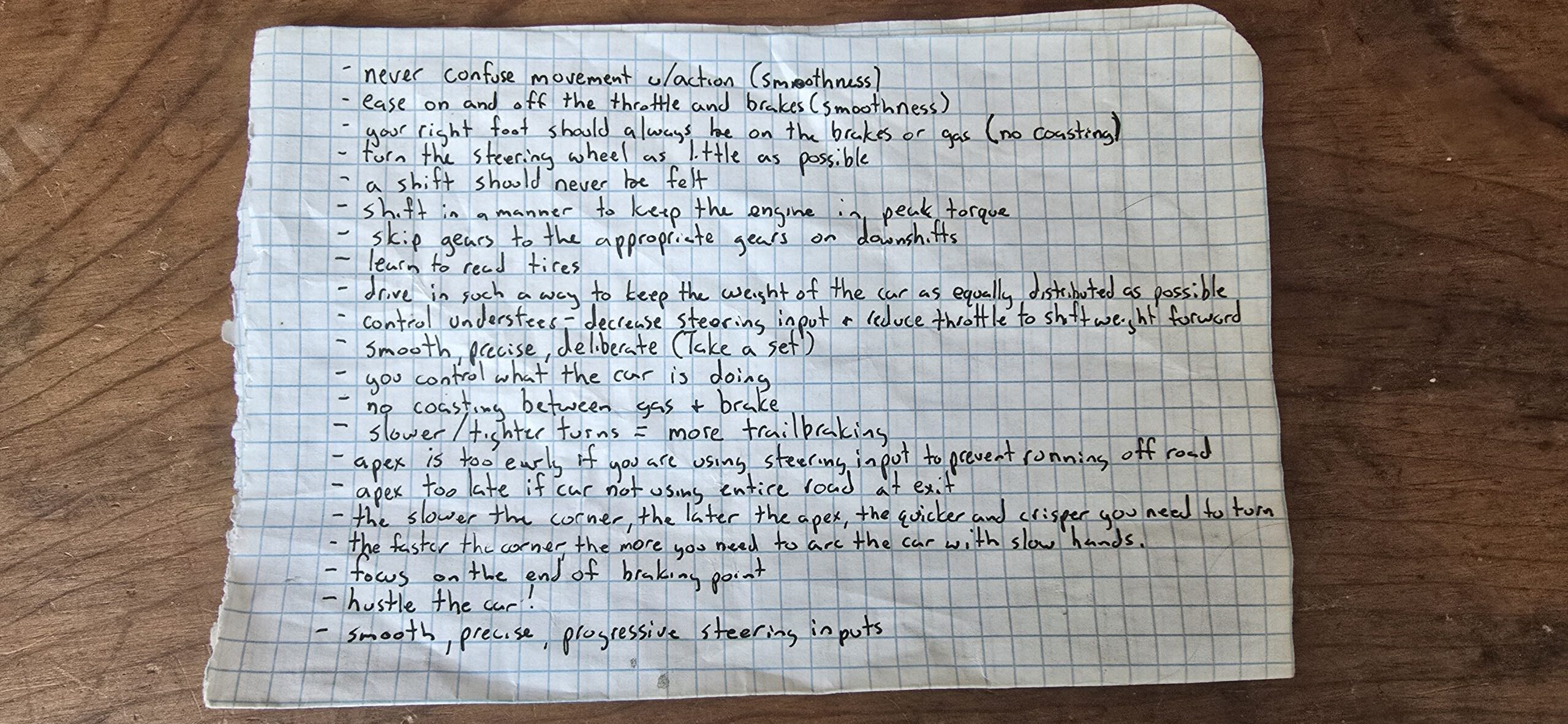 The fridge rules. A list of rules I focused on when I first returned to racing.