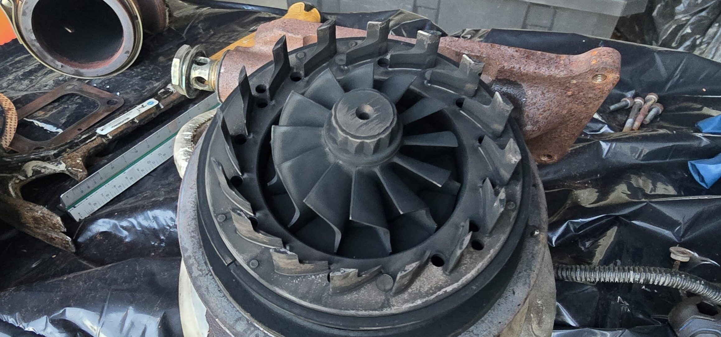 Closeup of the VGT ring of the Holset Turbo on the 6.7 Cummins.